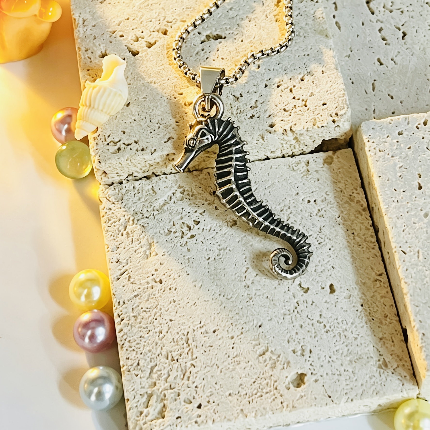 Vintage Seahorse Pendant Necklace, Ocean-Themed Charm