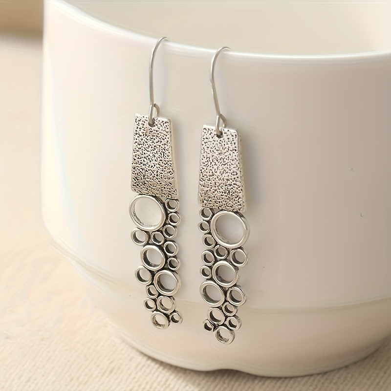 TEMU Pair Of Long Creative Vintage Elegant Bohemian Style And Geometric Earrings, Jewelry, Oval Earrings, Accessory, Classic Versatile Women's Accessory Suitable For Gift To Boyfriend,