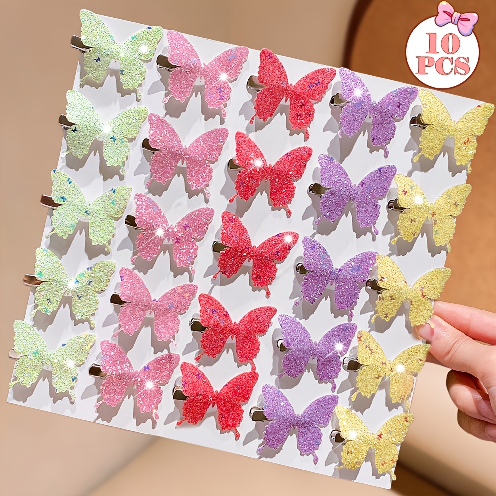 TEMU 10/20pcs Women's Hair Additions Colorful Glitter Hair Clips, Fresh Sweet Side Duckbill Clip, Sweet Versatile Styling Hair Additions, Used For