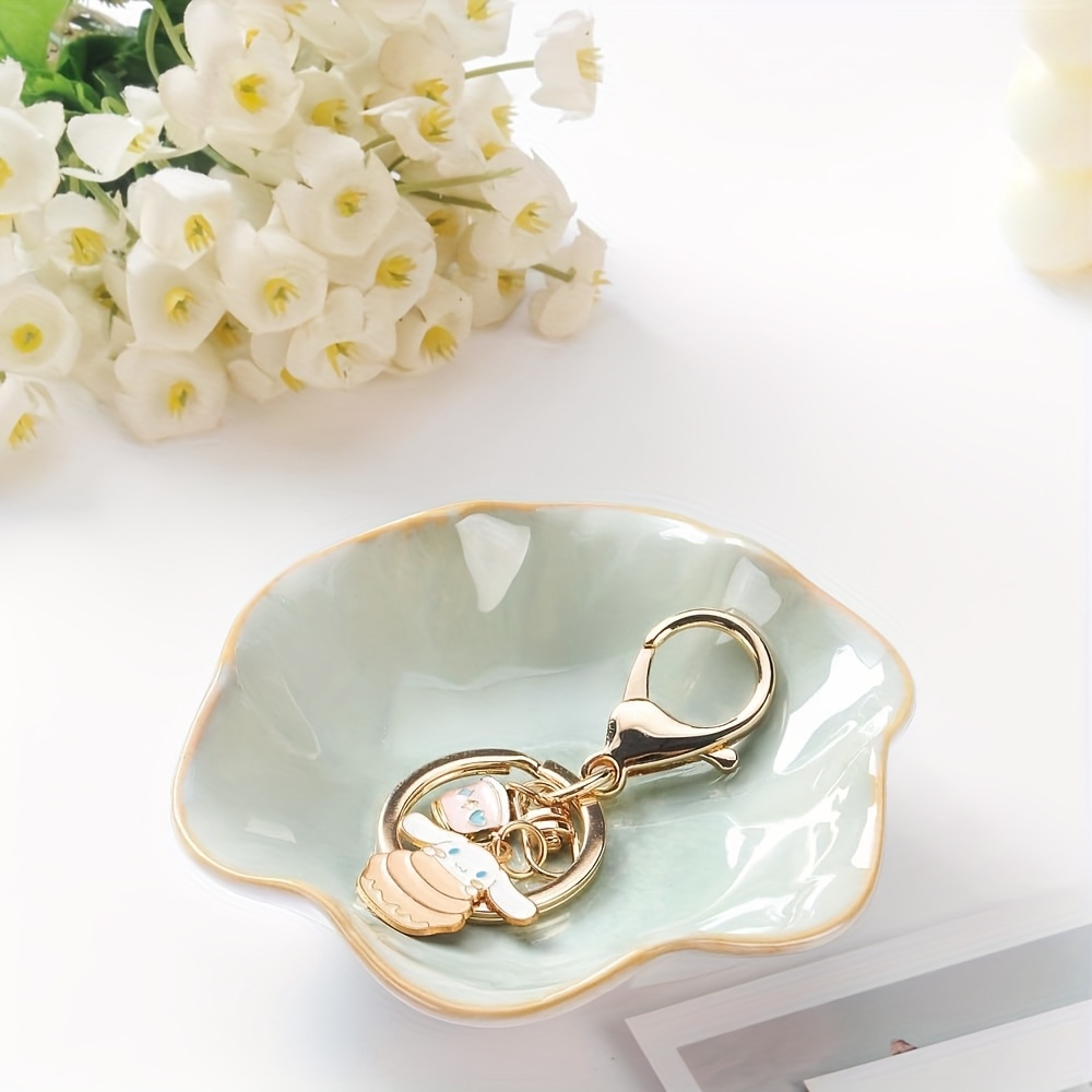 Image of Elegant Ceramic For Lotus Leaf Jewelry Tray - Versatile Ring, Key & Trinket Holder - Perfect Gift For Her On Birthdays Or Valentine's Day, Utility Hooks, Jewelry Trays