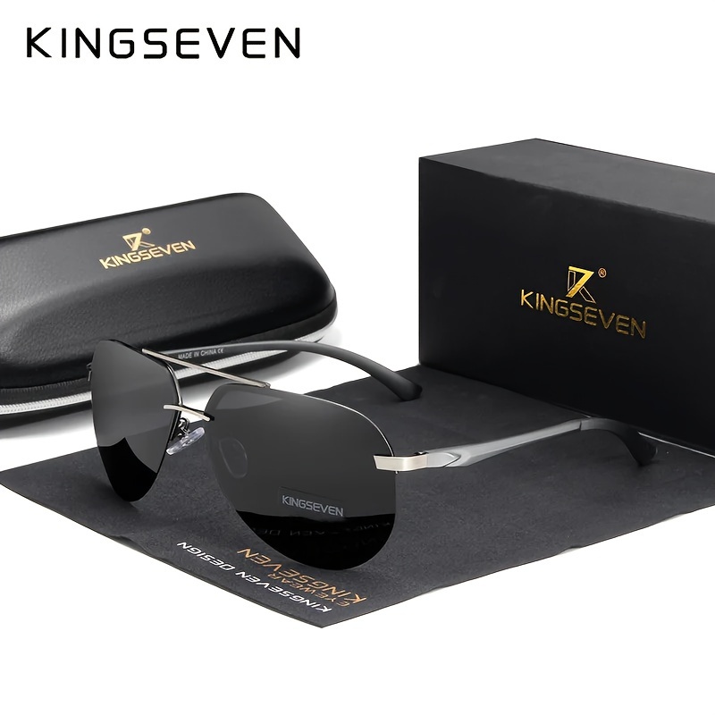 

Kingseven, Premium Elegant Al Frame Rimless Polarized Fashion Glasses, For Men Women Casual Business Outdoor Sports Party Vacation Travel Driving Fishing Supply Photo Prop, Ideal Choice For Gift