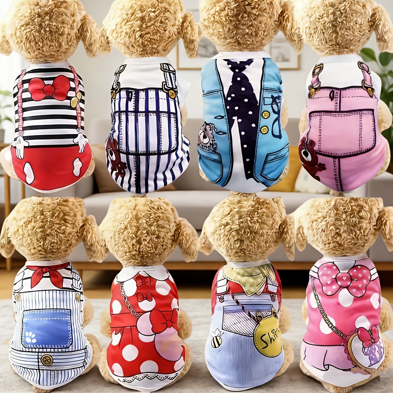 spring and summer vest dog clothing short sleeved t shirt teddy bear pomeranian clothing supplies soft breathable lightweight   vest sweatshirt cover suitable for casual daily wear