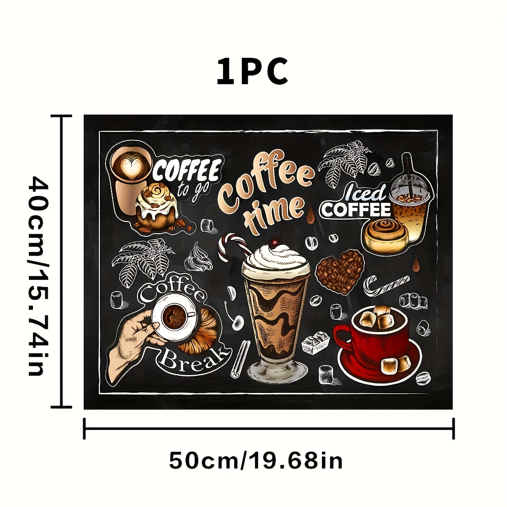 TEMU Telo Asciugapiatti a Tema Caff癡 - Tappetino Assorbente in Poliestere per Piano Cucina, per e Macchine da Caff癡, Antiscivolo e Resistente al