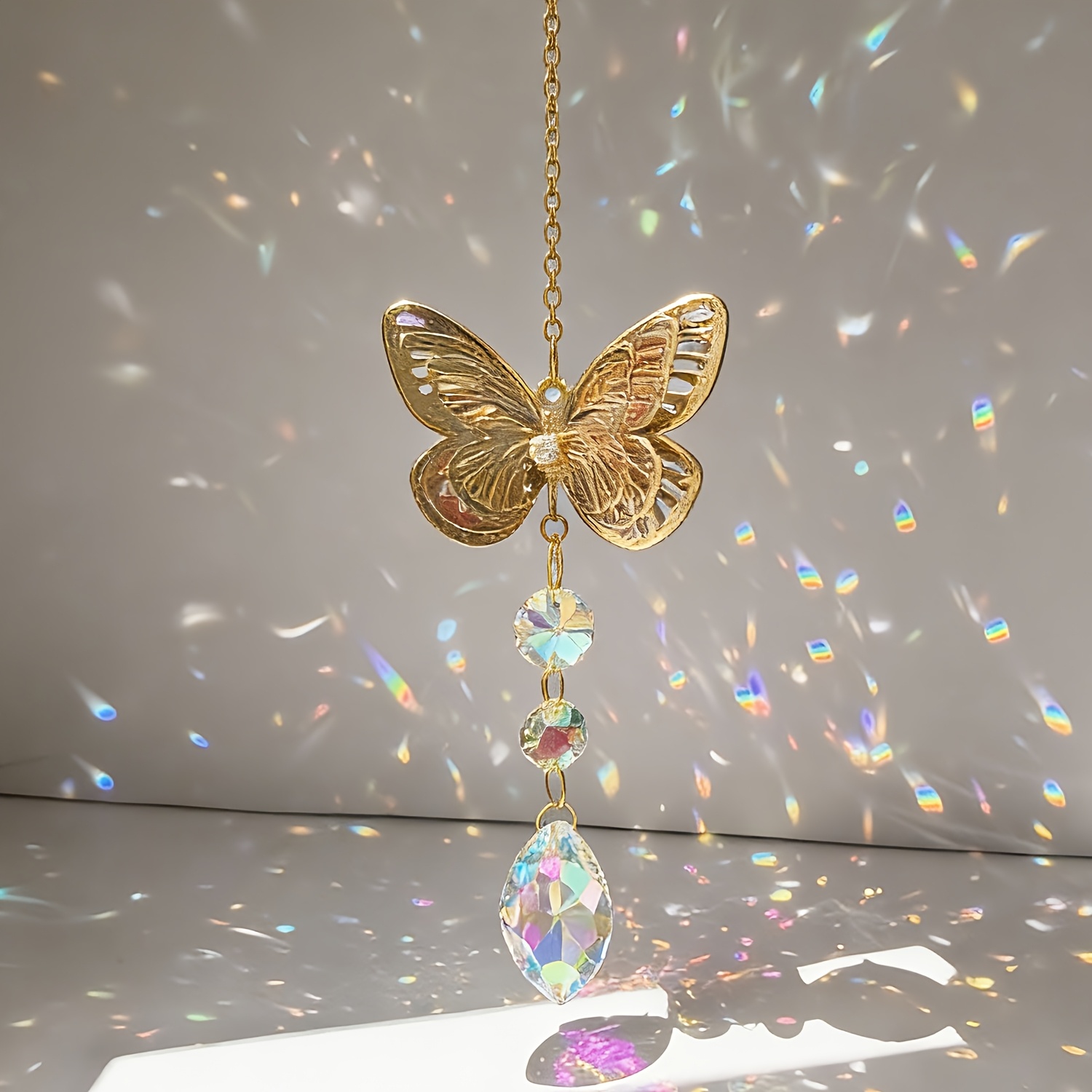 TEMU Bohemian Style New 3d Three-dimensional Bee, Sun Catcher, Sun Catcher Pendant Wind Chime With Stainless Steel Mirror - Light Catcher And Bird