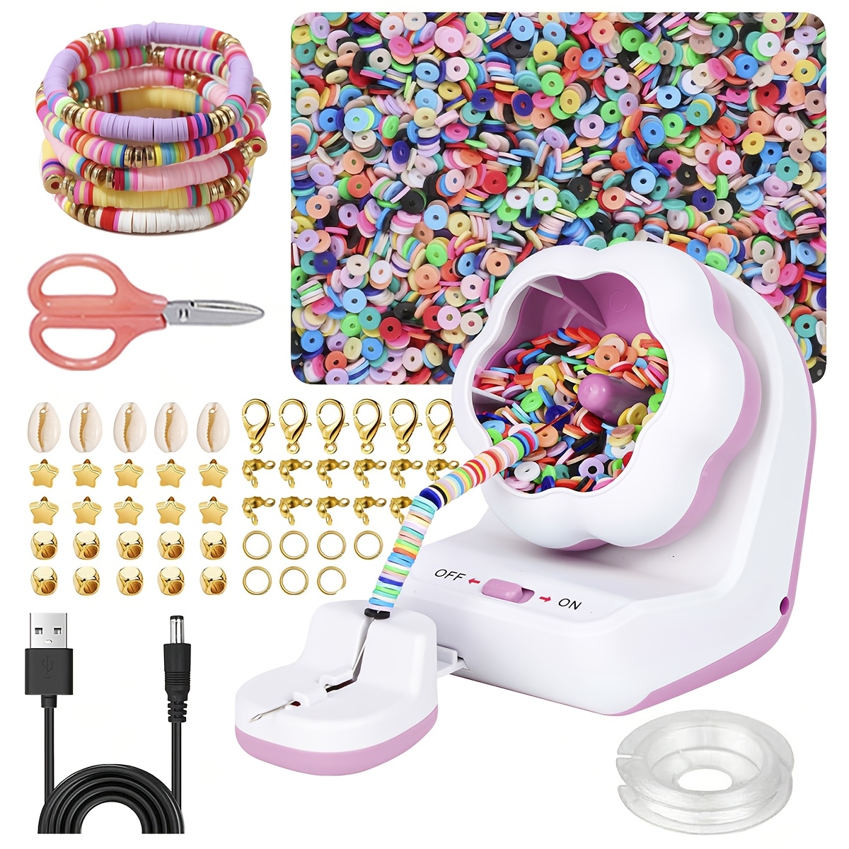 2400pcs clay bead bracelet making kit with electric spinner usb easy diy friendship bracelets for all bead types