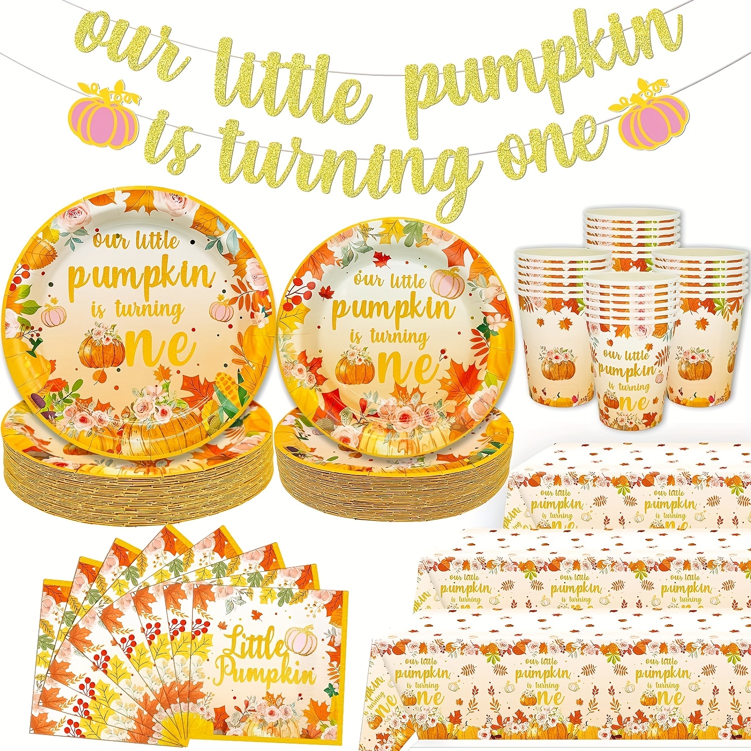 

170pcs Our Little Pumpkin Is Turning 1 Decorations Little Pumpkin 1st Birthday Decorations Girl Our Little Pumpkin Is Turning 1 Plates Pumpkin First Birthday Girl