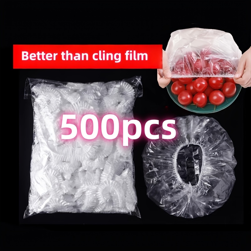 TEMU 500 pezzi di pellicola in plastica alimentare - Sacchetti riutilizzabili per imballaggio, design multifunzionale usa e getta senza strappi,