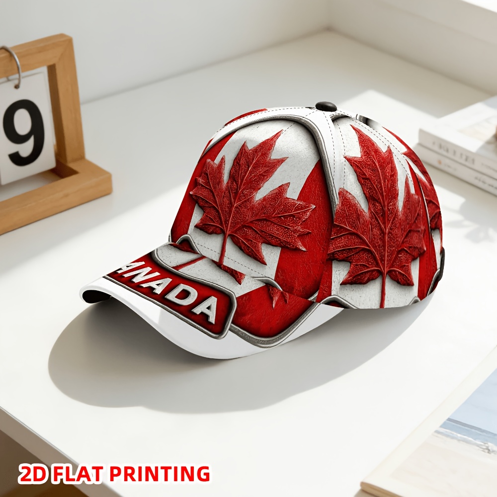 TEMU 1pc 2d Flat-panel Canadian Leaf Multi-functional Bucket Hat - Unisex Outdoor Hat With A Trendy, Adjustable Design That Offers A Comfortable, ,