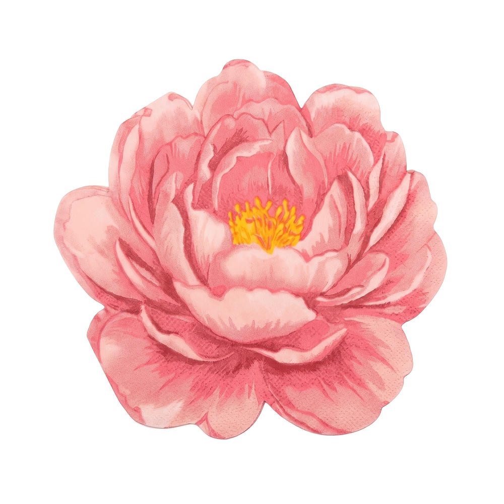 Image of 16/48pcs Napkins, Peony-shaped Novelty Disposable Tissues, Spring Peony Tea Party Themed Cocktail Napkins, Floral Dessert Napkins For Wedding Party Decorations For School For Halloween、christmas