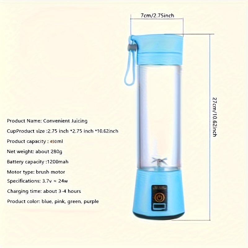 1pc wireless portable blender usb rechargeable mini   for juice shakes and smoothies juice milk fruit vegetable mini juicer cup details 2