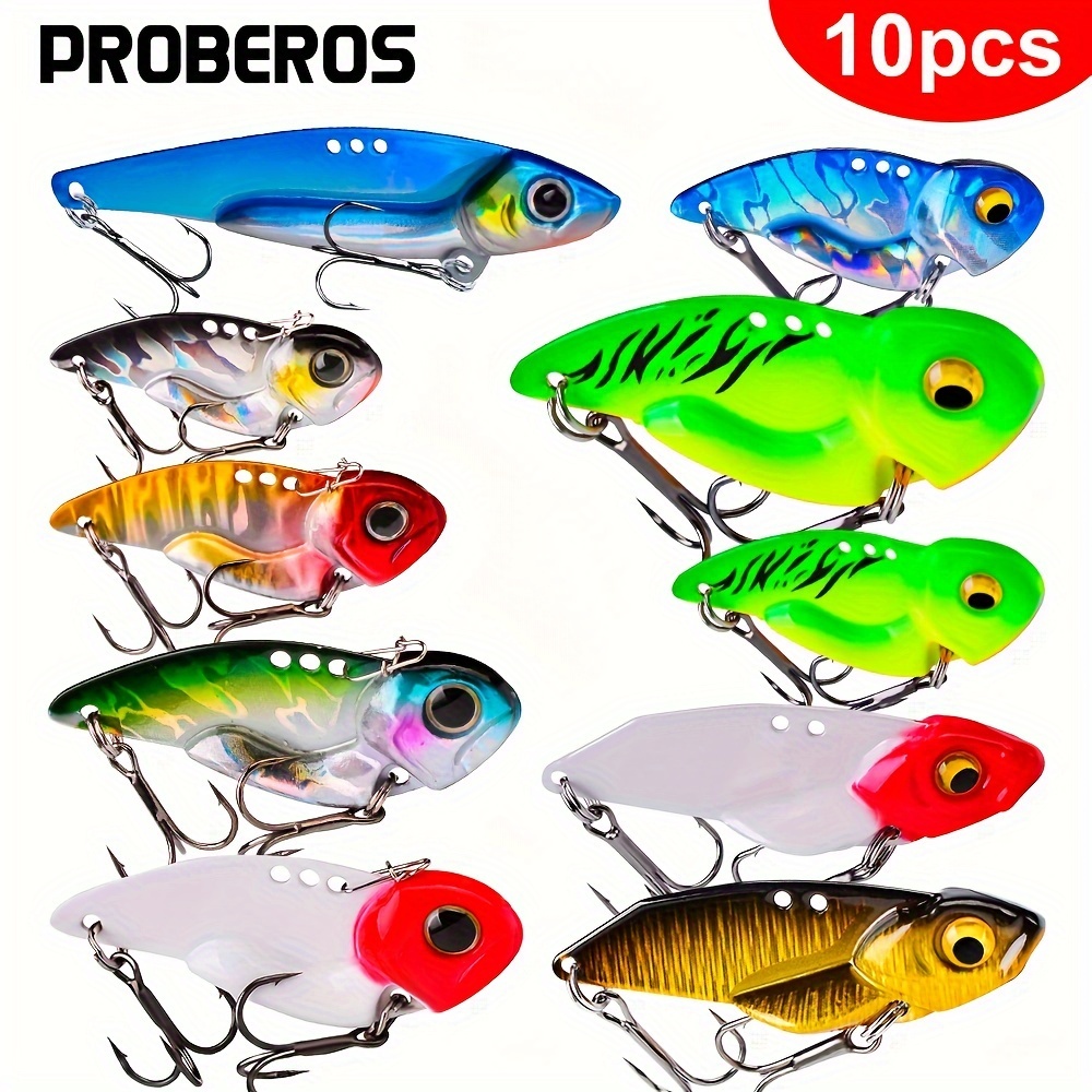 

Proberos 10pcs Fishing Jigging Spoon Lures, Metal Vib Hard Baits Swimbait Crankbait Fishing Lures For Bass Trout