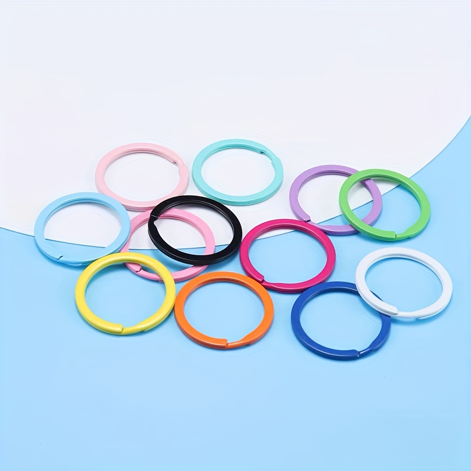 E-shop 32er-Pack Multicolor Schlüsselanhänger, 30 mm/1,2 Zoll runde flache Schlüsselketten, Outdoor-Hänge-Schnallen-Hängerringe, zur