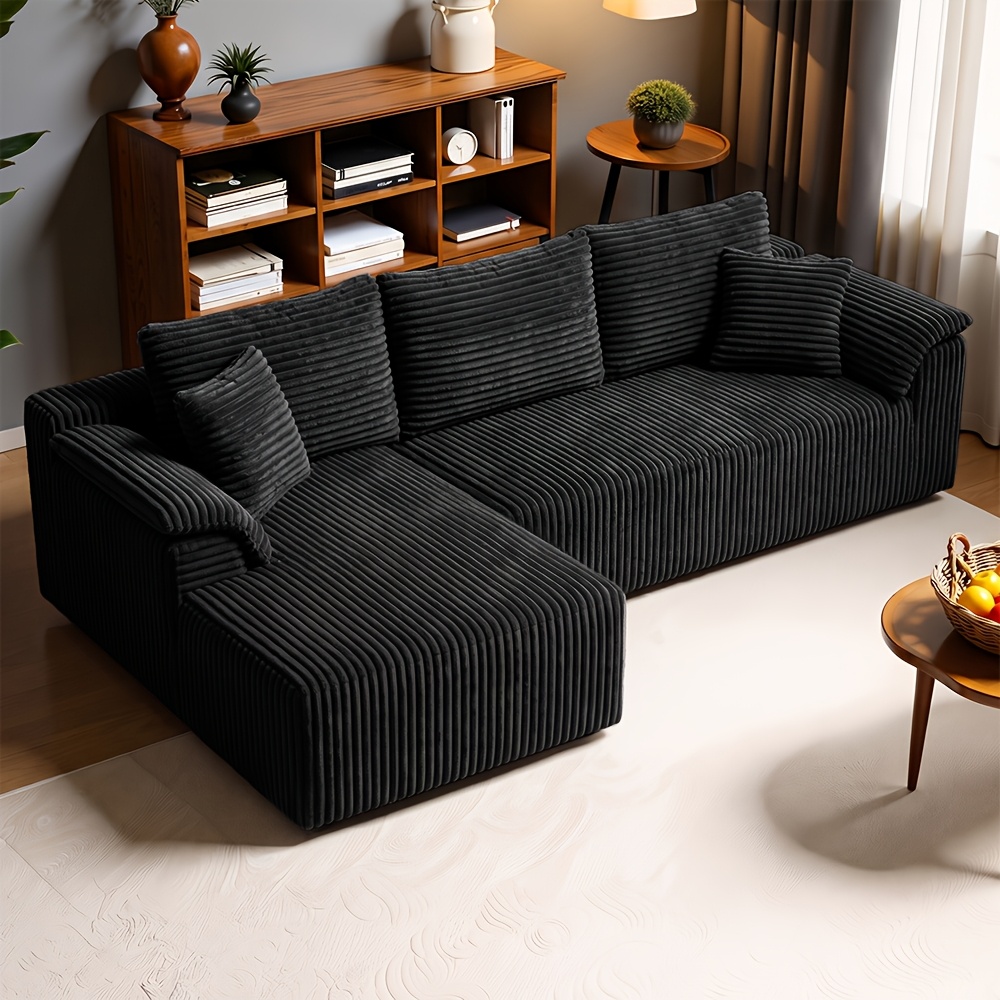 Image of Relaxed Australian Style, Modular L-shaped Corner Sofa Chaise - Simple And Elegant, Essential For Apartment Living Room, Comfortable And Flexible, Multiple Colors (beige, Khaki, Gray-black, Black)