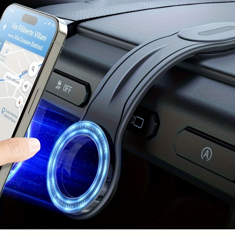 

1pc Magnetic Car Phone Holder, Detachable & Aluminum Arm, Silicone Dashboard Mount, Compatible With Most Vehicles