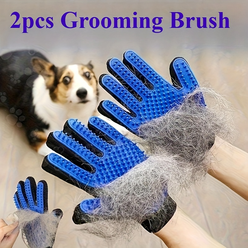 2pcs pet grooming gloves deshedding and massaging grooming gloves suitable for dogs and cats as a tool for removing loose fur cat cleaning and grooming glove pet grooming massage and   glove deshedding glove brush