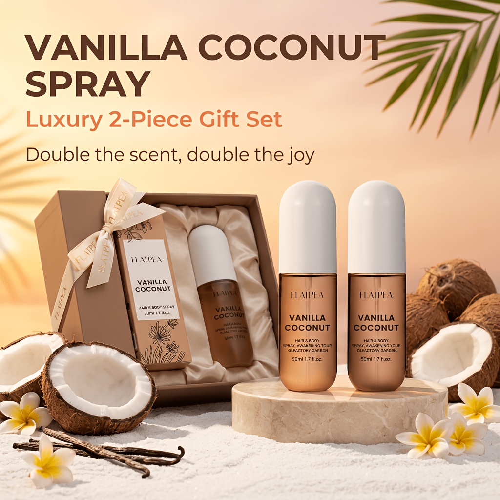 TEMU 2-pack Vanilla Coconut And Rose Scented Essential Oil Spray, Women' Perfume, Floral Fragrance, Long-lasting Scent, Elegant Liquid Perfume (for