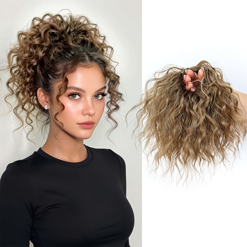 TEMU Wollen Rol Pruik Knot Haar Puff Verward Luchtig Volume Verhogende Pruik Hoge Temperatuur Hittebestendig Materiaal Dagelijks Gebruik Volume