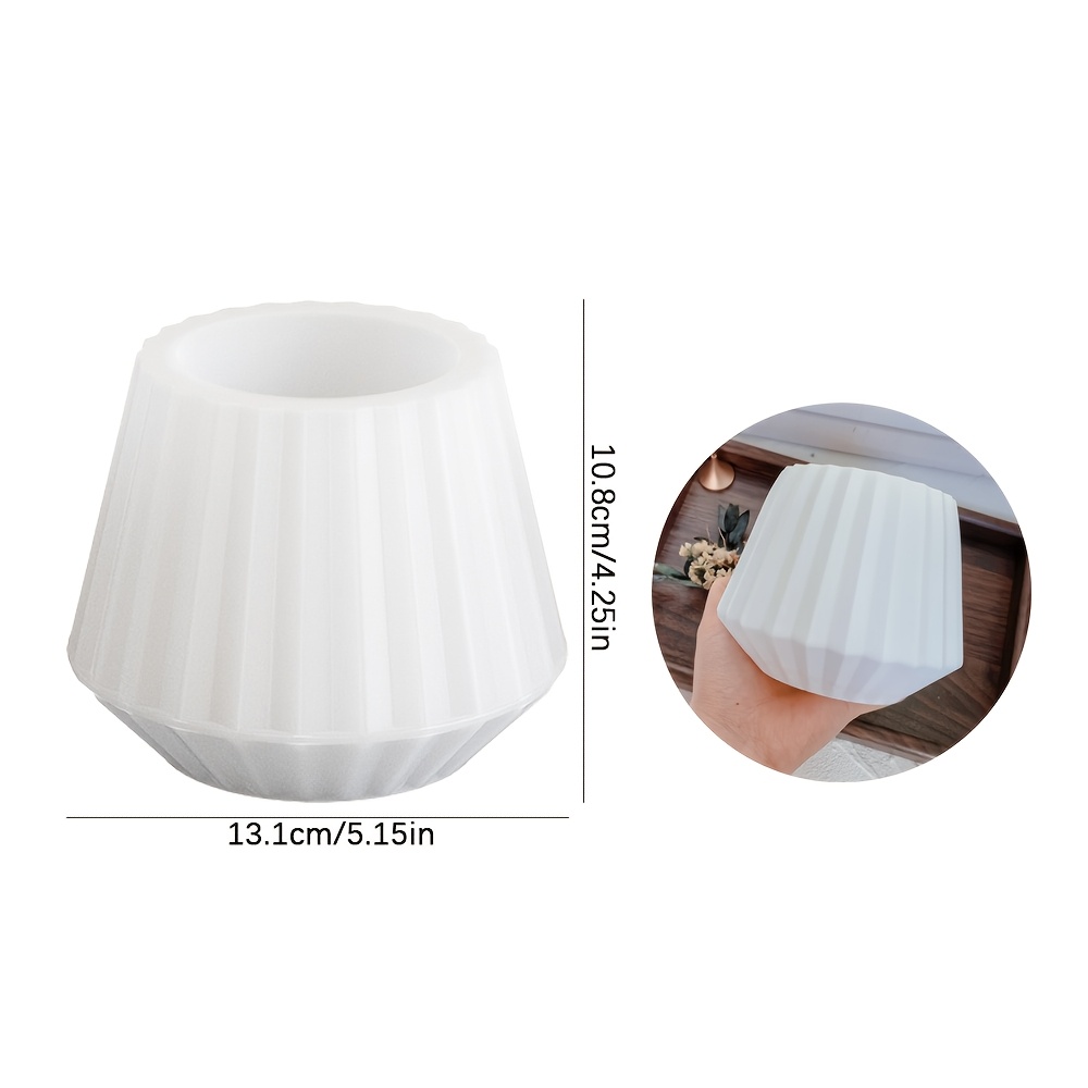 TEMU Moule à bougie, 1pc Grand moule en silicone à rayures pour jardinière, moule à plâtre créatif pour bougie, moule en résine époxy pour décoration