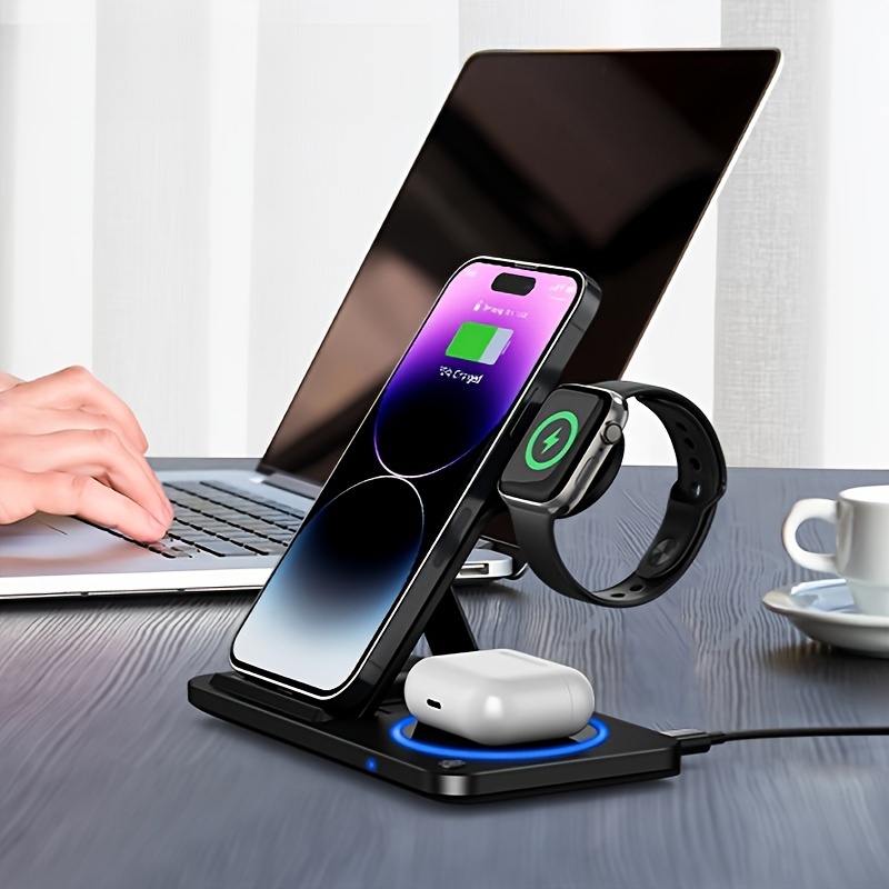 3 in 1 foldable wireless charger fast wireless charging station stand dock for iphone 15 14   11 pro   8 plus x xr xs x se for   ultra   6 5   1 se for   3 2   pr 3