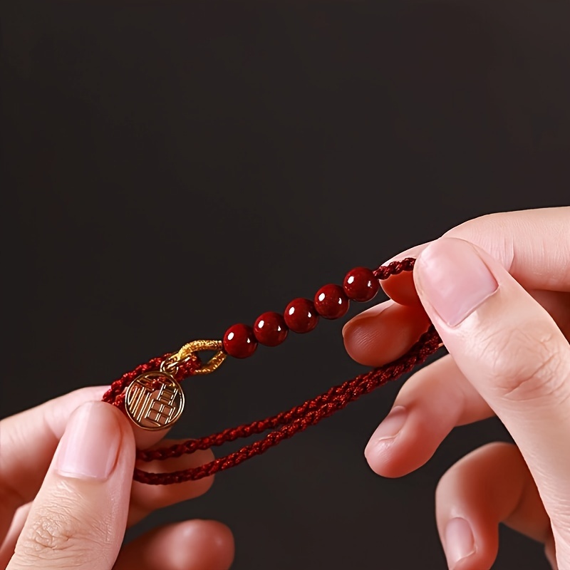 1pc red rope braided charms   bracelet good luck beads bracelet for women men for lover family friend gift details 2