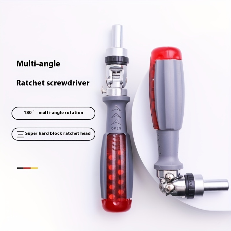 

Multi-angle Ratchet Screwdriver Set - 10-in-1 Metal Manual Precision Tool Kit With Rotating Head & Concealed Batch Slot - No Electricity Or Battery Required