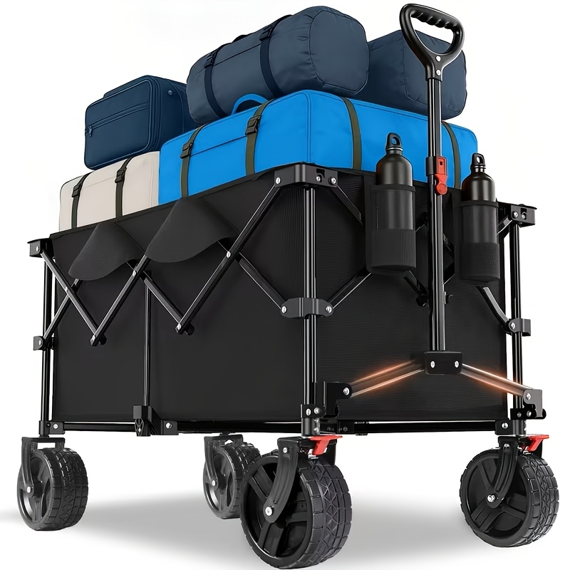 Image of Xxl Plus Handcart Foldable, 200l 200kg Foldable Handcart With Brakes Heavy Duty, Extra Wide Tires All Terrain Handcart, Patented Foldable From For , Sports, Gardens, Camping, Shopping