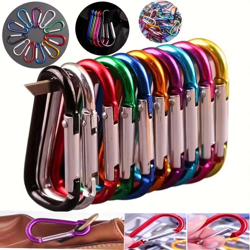 TEMU 10colorful And Durable Aluminum Alloy Hooks With Safety Spring Door Rings, Suitable For Household Accessories