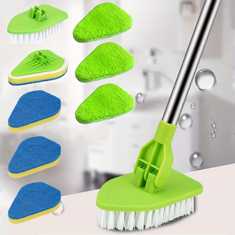 

1set Multi-functional Retractable Floor Tile Scrubber With Long Handle - Convenient And Detachable For Kitchen, Bathroom, And Glass Cleaning