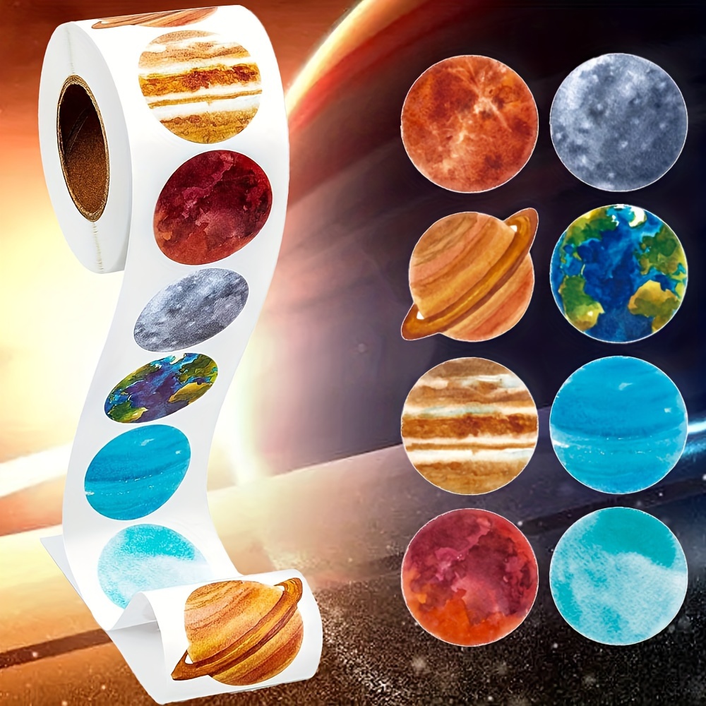 

1 Roll Of 500 Celestial Stickers 2.5cm/1.0'' Exploration Gift Decoration Stickers Suitable For Water Bottles, Books, Mobile Phones, Tablets