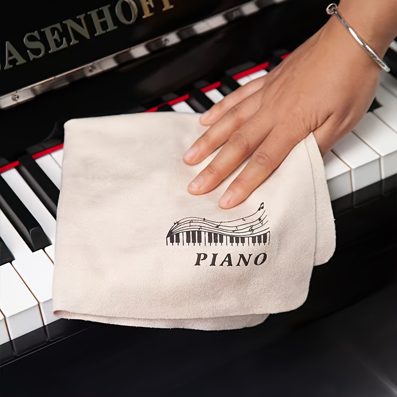 

Elegant Style | Premium Suede Piano Cleaning Cloth - Large Soft Microfiber Eraser For Stains And Dust, White Musical Instrument Cleaning Towel With Piano Graphic Design,