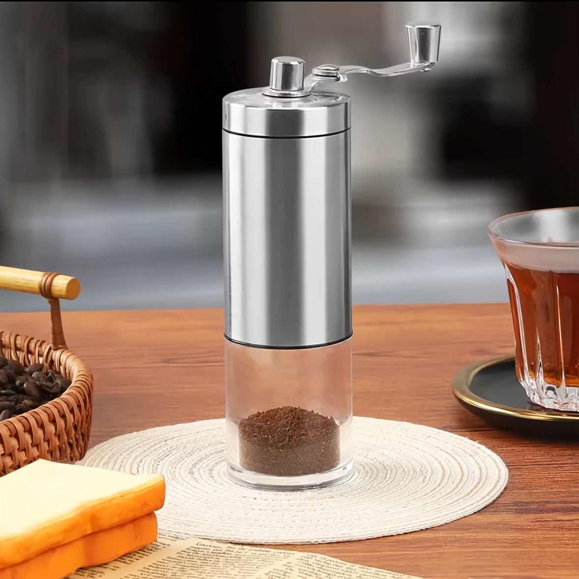 

Manual Stainless Steel Coffee Grinder - Adjustable Settings, Portable Conical Burr Grinder For Camping, Travel, Espresso - With Hand Crank