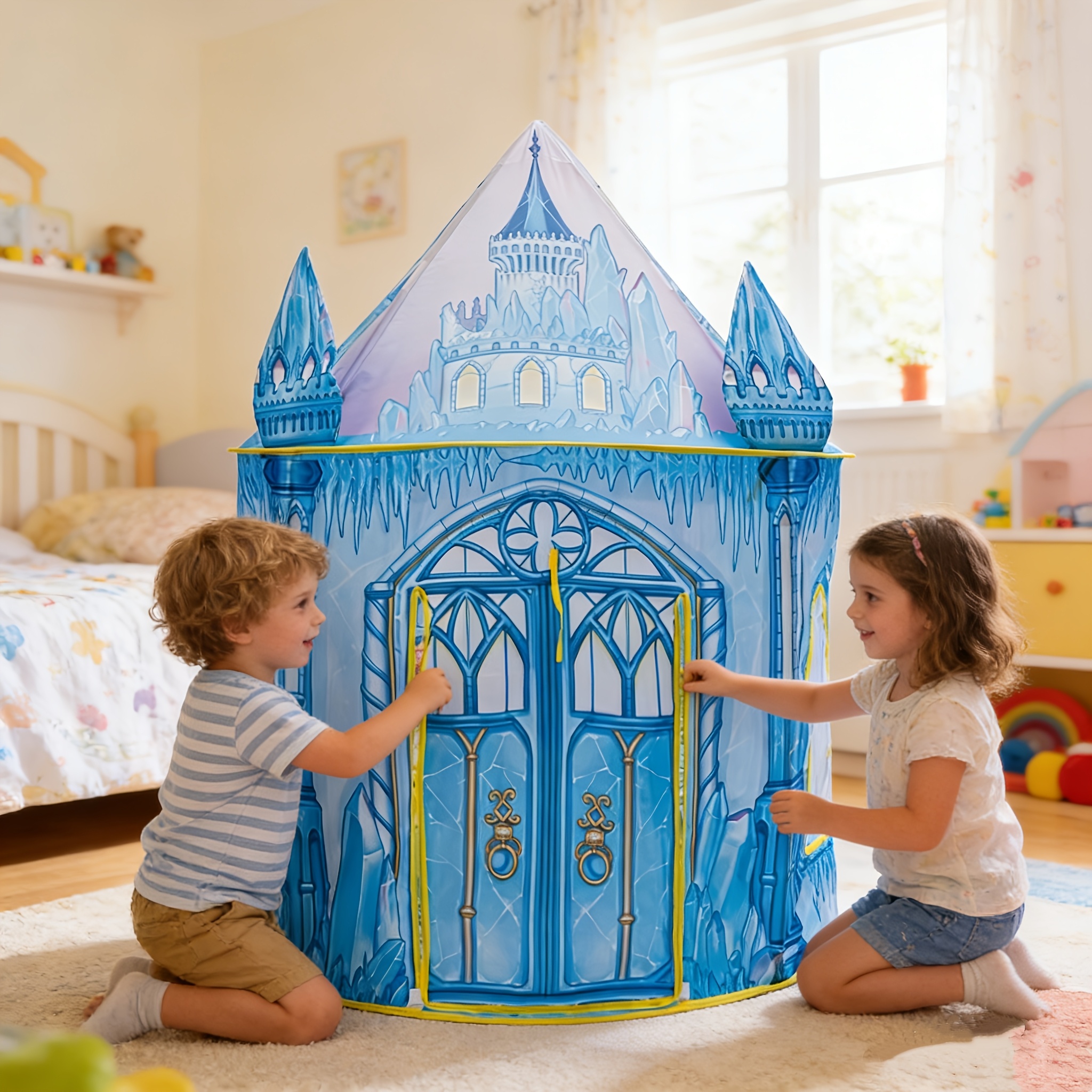 Image of Kids Play Tent, Foldable & Portable Indoor/outdoor Playhouse With Breathable Design, Toddler Toy Play Tent, Perfect Birthday Gift For Children!