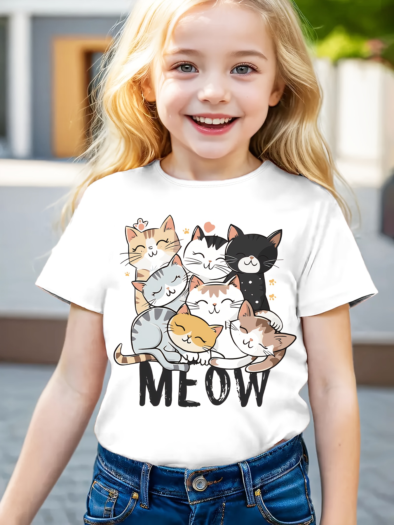 camiseta niñas diseño gatos estampado Temu Ecuador