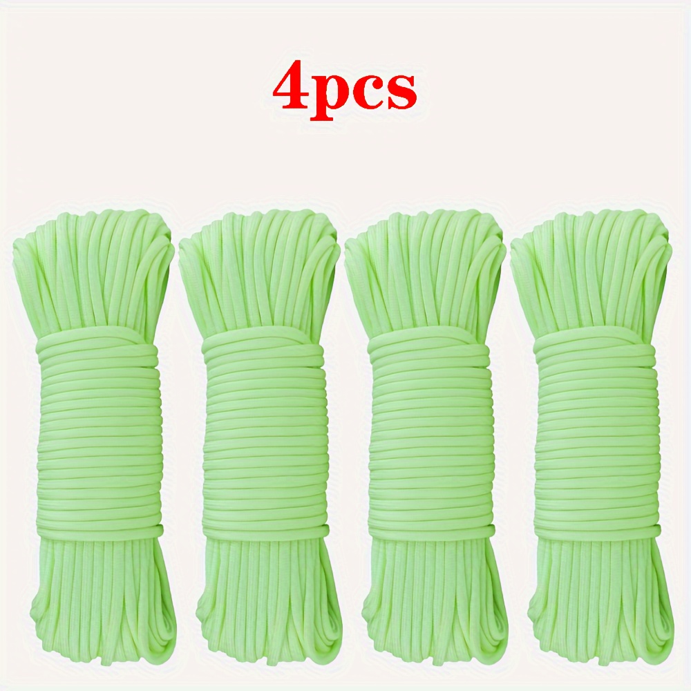 TEMU 4pcs 10 Feet Glow In The Camping Diameter 0.16 Inch Luminous Nylon Rope Outdoor Rope Braided Bracelet, Keychain, Dog Collar Making