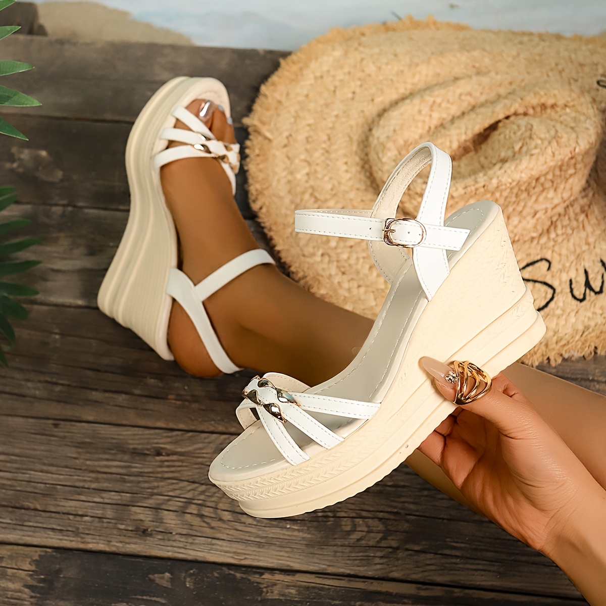 sandales compensées dété femmes style vintage beige Temu Switzerland