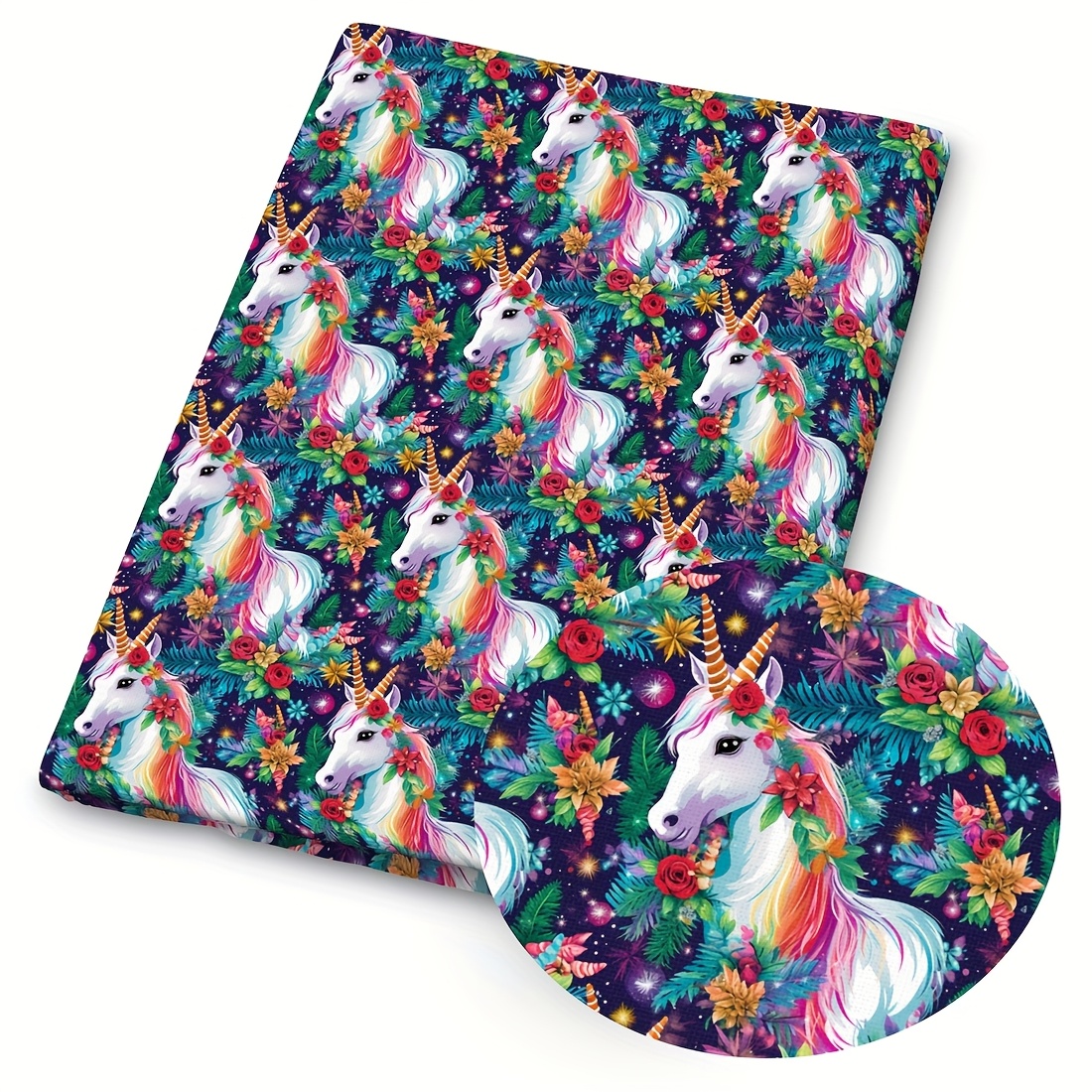 TEMU 1pc Christmas Print Fabric - 59 X 19.68 Inches (150 X 50 Cm) Pre-cut Polyester Fabric With Colorful Santa Claus, Penguins, Unicorns, Dogs,