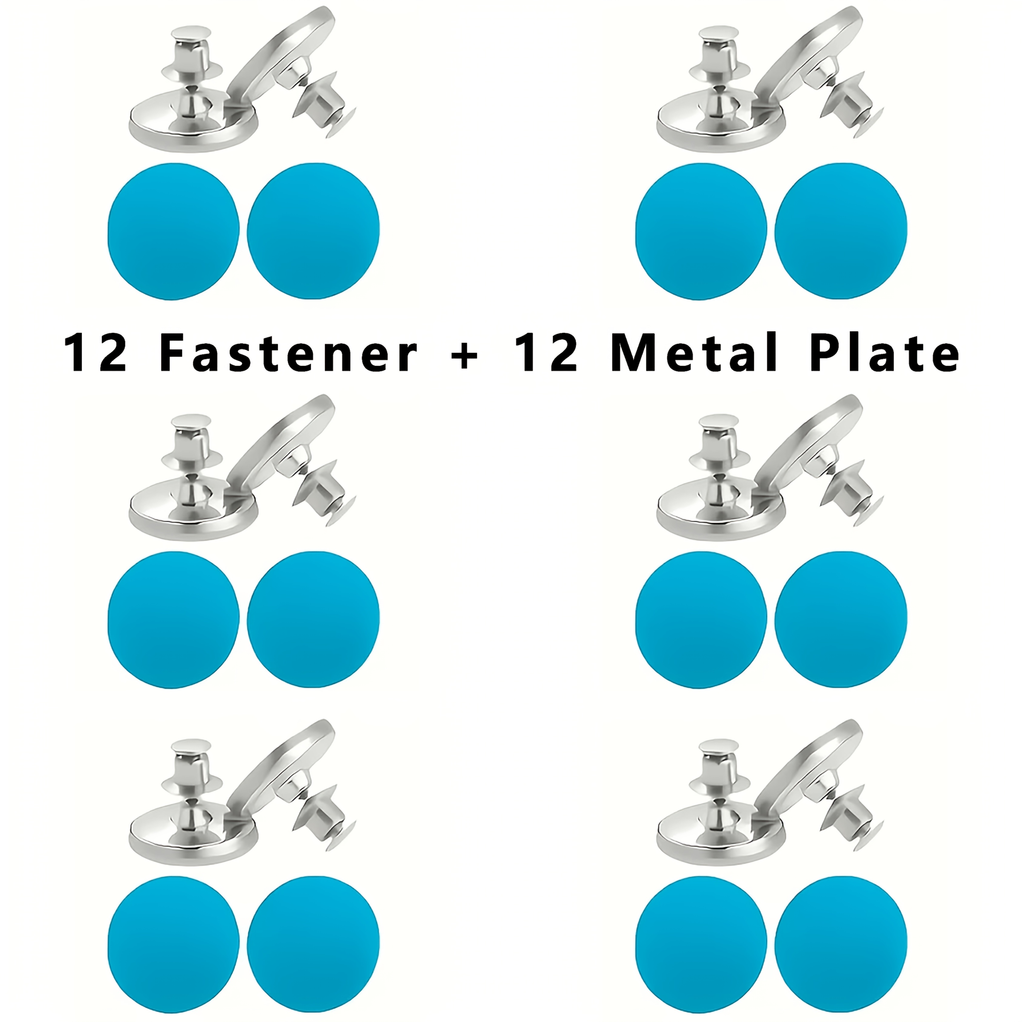 TEMU Lot de 24 crochets porte-rideaux métalliques : 12 attaches + 12 plaques métalliques - Pinces pour rideaux occultantes -fuite, adaptées aux