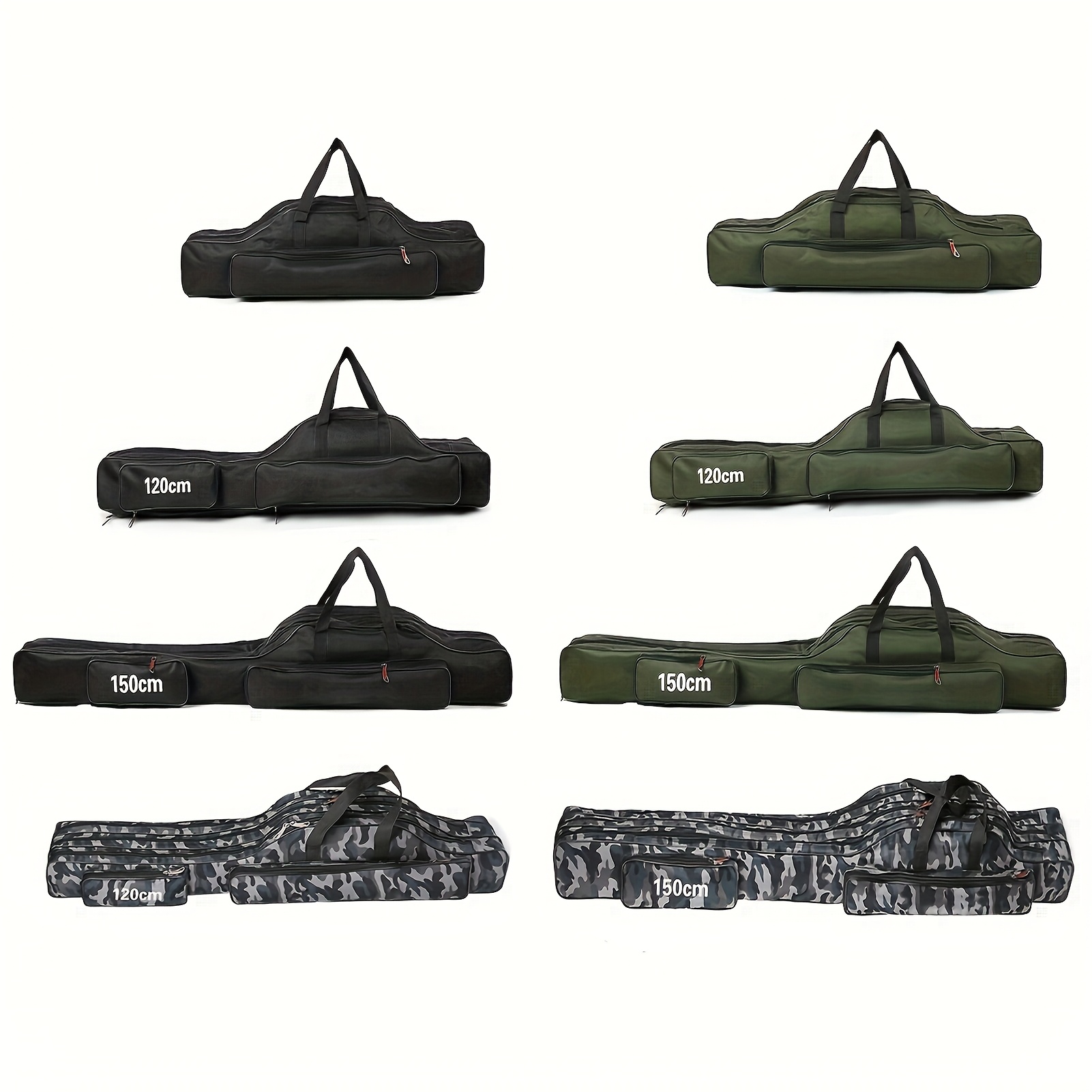 1pc   tier fishing rod storage bag portable outdoor army green multi compartment tackle box ideal for camping and fishing gear with sturdy structure   in 90cm 35 43in 120cm 47 24in 150cm 59 06in