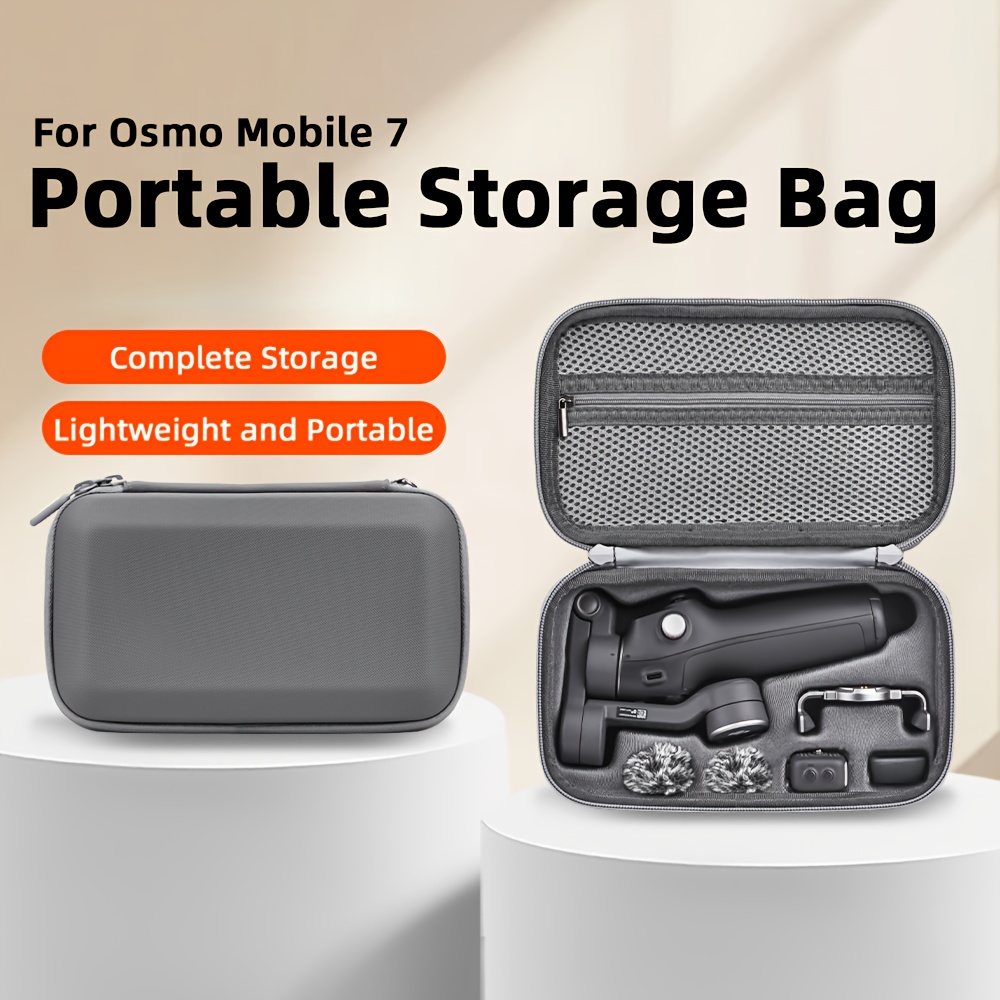 mobile 7 7p portable storage bag lightweight pu carrying case for gimbal accessories sd cards gray details 0