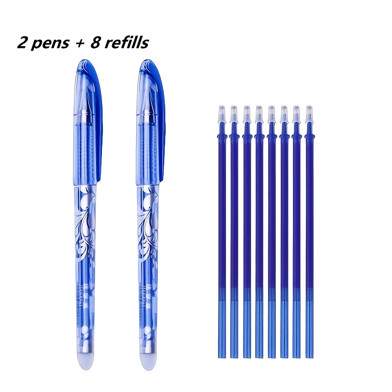 TEMU Confezione da 10 Penne Gel Cancellabili, Blu, Punta Fine 0,5 mm, Materiale Plastico Liscio, Adatte per Ufficio, Studenti e Uso di Cancelleria (2