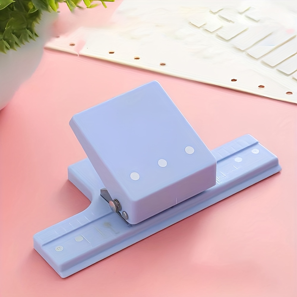 Image of 1pc Multifunctional 3-hole Puncher, Mini Handheld Hole Punch, Capacity For Binding 6 Sheets Of Paper, Suitable For Scrapbooking And Paper Craft
