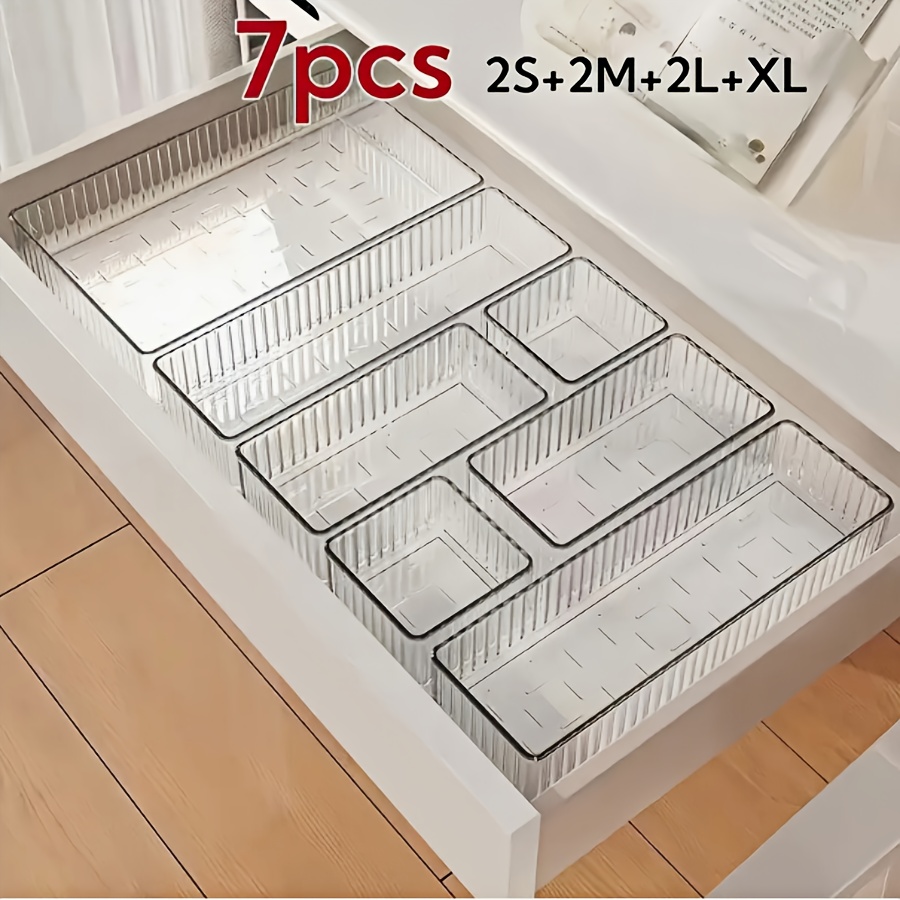 5 7 8 9pcs clear acrylic cosmetic storage box suitable for vanity storing lipstick eyeshadow skincare products home use drawer divider desktop makeup organizer   used for makeup storage suitable for dresser tray and desk organizer used for home storage desk drawer organizer for home storage
