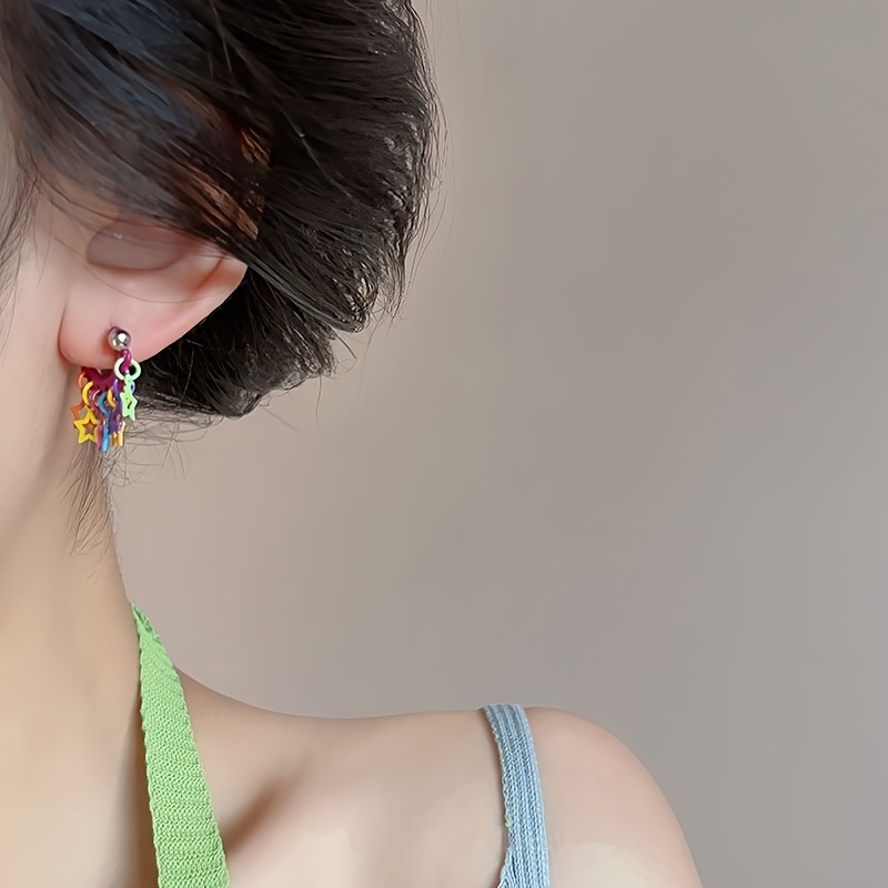 1pc womens layered star drop ear piercing coated metallic Temu