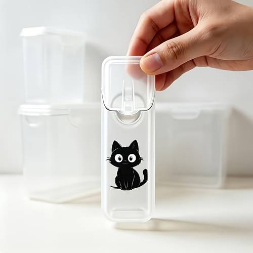 2pcs new cute black cat print portable travel swab storage box and dental floss storage box box only portable storage jewelry organization swab storage compact box lightweight box durable plastic sturdy construction swab storage