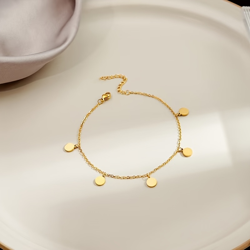Image of Elegant Golden Women's Casual And Fashionable Versatile Multi-round Pendant Bracelet