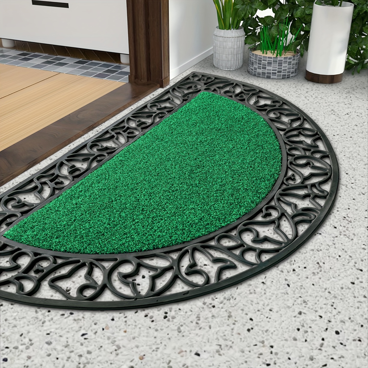 Image of 1pc Door Mat, Anti-slip, Snow And Mud Removal, Absorbent, Multi-functional, Heavy-duty, Easy To Clean, Pvc Hollow-out Shape, For Use, 17.7in*29.5in