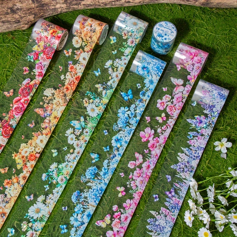 

Flower Gathering Series-6 Rolls Of 2m Each (6 Styles) Decorative Masking Tapes, Seasonal Tape, Tape Set For Scrapbooking Journal Diy Craft Gift Wrapping Bullet Journaling Planners