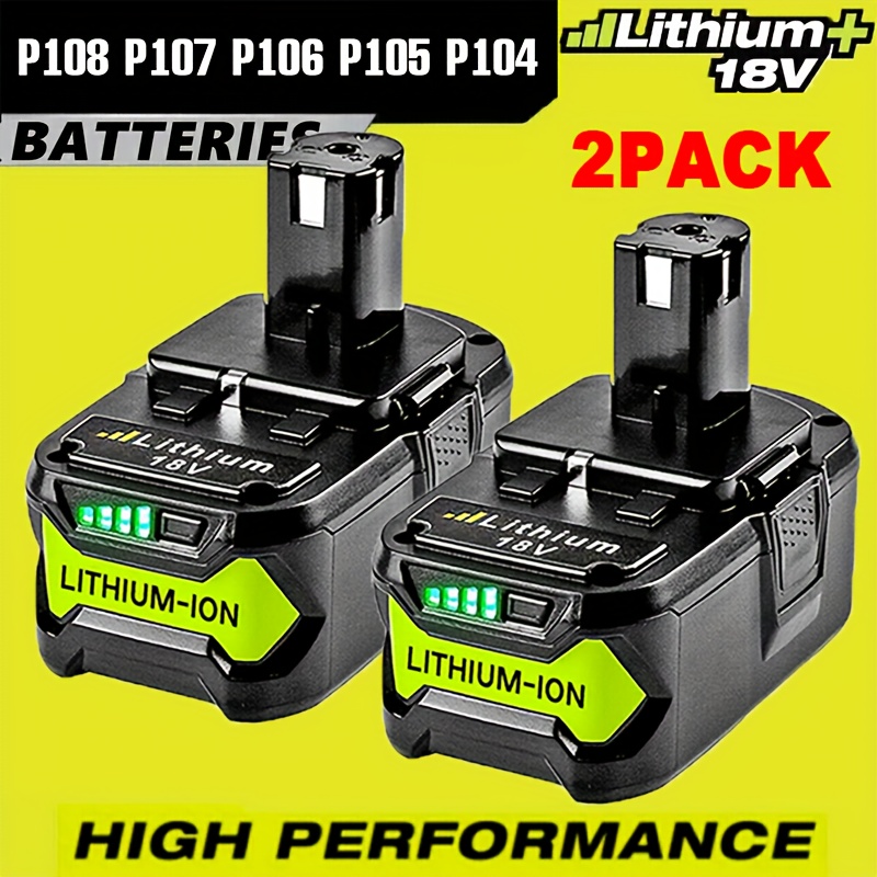TEMU 2 Pack Or 4 Pack Compatible For Ryobi 18v One+ //p104/p105/p107/p108/p109 Replacement Battery High Capacity 5000mah 18v 18-volt, For Ryobi