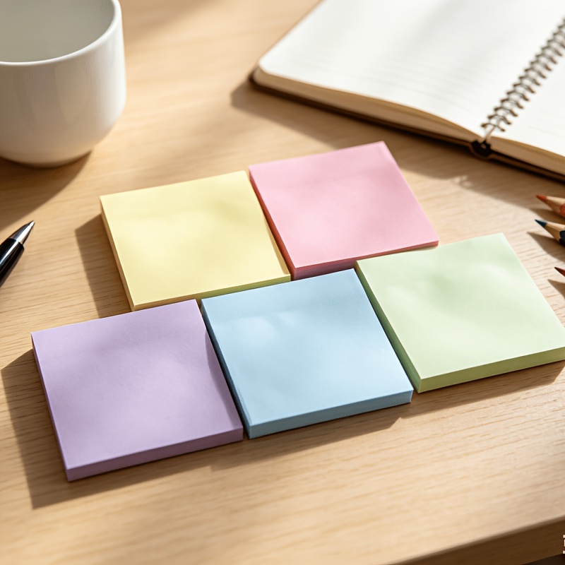 TEMU 1 bloc/5 blocs de notes autocollantes fluorescentes colorées, 7,6 x 7,6 cm, papeterie de bureau, 5 blocs de couleurs différentes, fournitures de