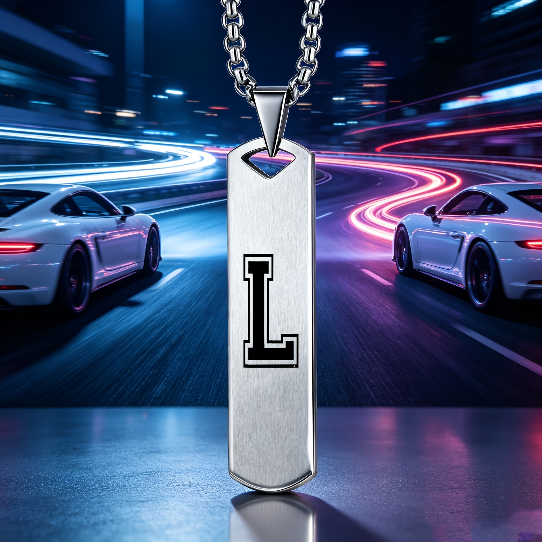 American Style Double Layer Letter 'L' Pendant Necklace
